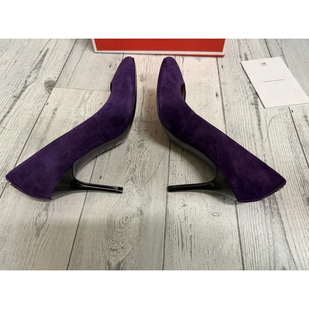 Coach Nala Size 5.5B Womens Purple Stiletto Heels Kid Suede Leather Deep Plum